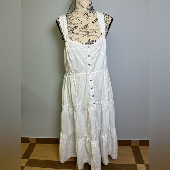 Madewell Button-Front Tiered Midi Dress NWT Size 12 - Picture 3 of 12